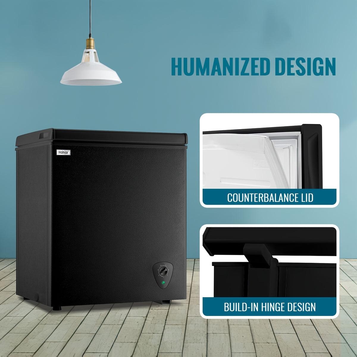 4.2 CU.FT. Compact Chest Freezer with 7 Adjustable Thermostat, Top Open Door Deep Freezer Compressor Cooling with Removable Storage Basket, Perfect for Home Office Dorm Or Apartment