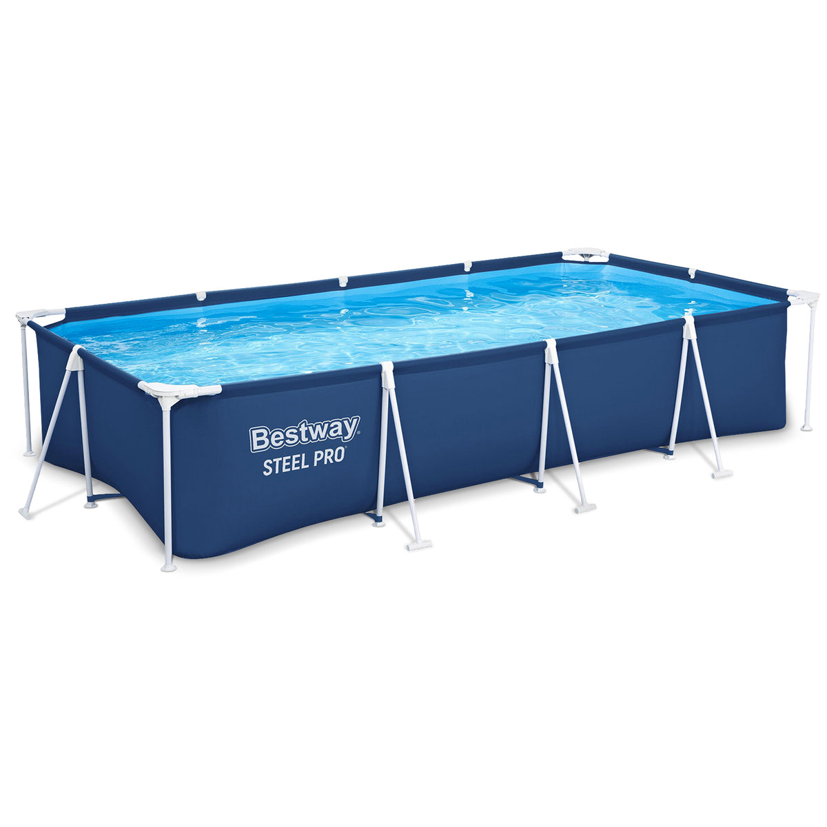 Steel Pro 13 Foot x 32 Inch Rectangular Above Ground Outdoor Pool Steel Framed Vinyl Swimming Pool with 1,506 Gallon Water Capacity, Blue
