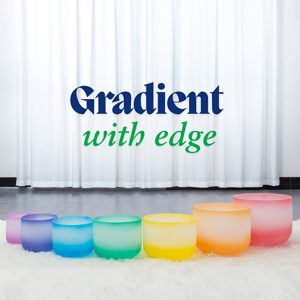 [Singing Bowls] Quartz Crystal Singing Bowls | Set of 7 | Quartz Crystal | Aria Gradient Design | For Meditation Yoga | 6-12 Inch | With Case Mallet Striker