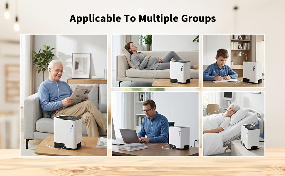 2-in-1 Oxygen Concentrator&Home Use Oxygen Machine: 0.26-1.85gal Adjustable Flow, Voice Guide, 4H Timer, Ultra Quiet Design with Portable Handle