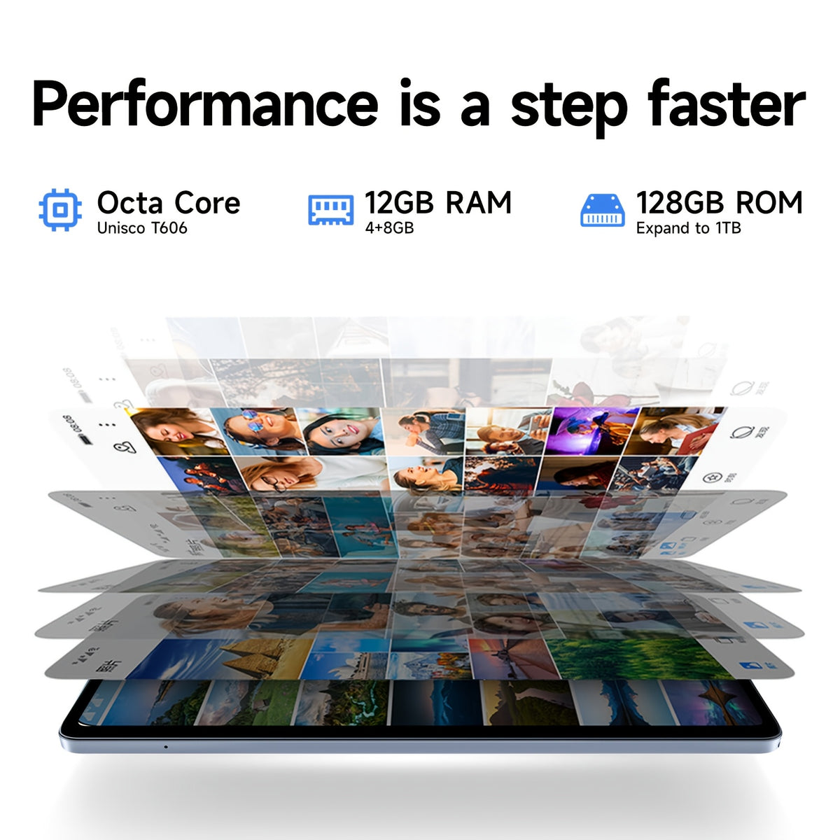 Android 14 Tablet with 4G LTE, Dual SIM Card Support for Calls, 12GB ROM, 128GB RAM, 1TB Expandable Storage Via Micro SD Card, Octa-Core T606 Chip, Entertainment, Office, and Gaming Tablet, 5G WiFi, 10.1-inch Incell Display, 0.1s Face Recognition.