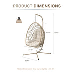 Hanging Egg Chair with Stand Only for Outdoor, Foldable Rattan Wicker Hammock Egg Swing Chair for Porch Patio Garden, 350LBS Capacity, Beige