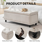 Ottoman With Storage, Storage Bench With Button-Tufted, End Of Bed Storage Bench Safety Hinge With Rivets, Large Storage Ottoman Bench For Bedroom, Living Room, Foot Of Bed