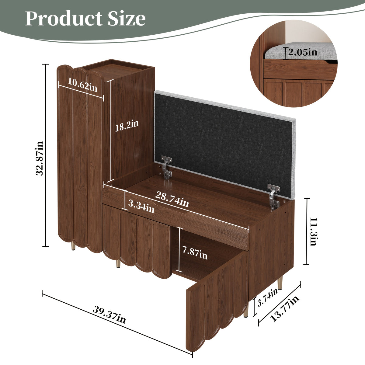 Shoe Organizer Cabinet, Entryway Bench With Adjustable Shelves And Cushioned Seat, Unique L-Shaped Bench Cabinet For Entryway