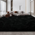 10x14ft Extra Soft Plush Rug - Modern Tie-Dye Black Color, Non-Slip Backing Luxury Suitable for Living Room, Bedroom, Game Room - Thick Cushioned,, Christmas/Thanksgiving Gift