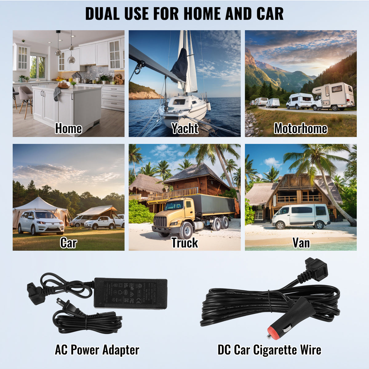 VEVOR Portable Car Refrigerator Freezer Compressor 50 L Dual Zone for Home Car
