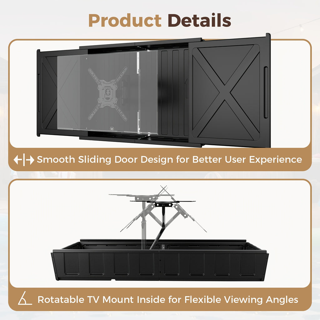 Outdoor TV Enclosure, 55 Inch Outdoor TV Cover Weatherproof, Hard Plastic TV Box with Frosted Panel, Adjustable Wall Mount Bracket for Yard/Swimming Pool (36-55Inch)