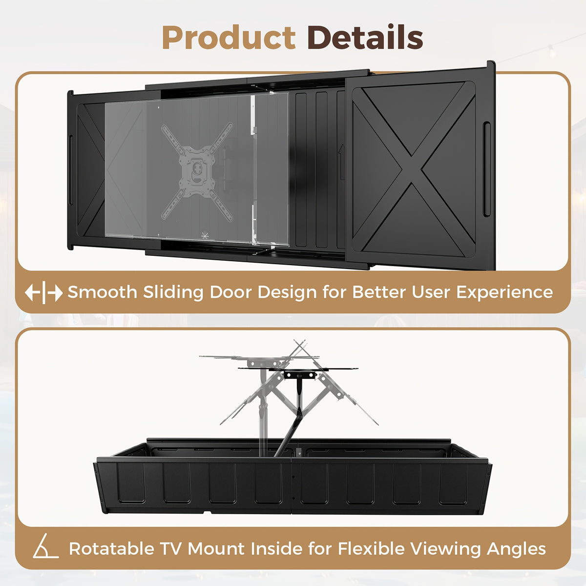 Outdoor TV Enclosure, 55 Inch Outdoor TV Cover Weatherproof, Hard Plastic TV Box with Frosted Panel, Adjustable Wall Mount Bracket for Yard/Swimming Pool (36-55Inch)