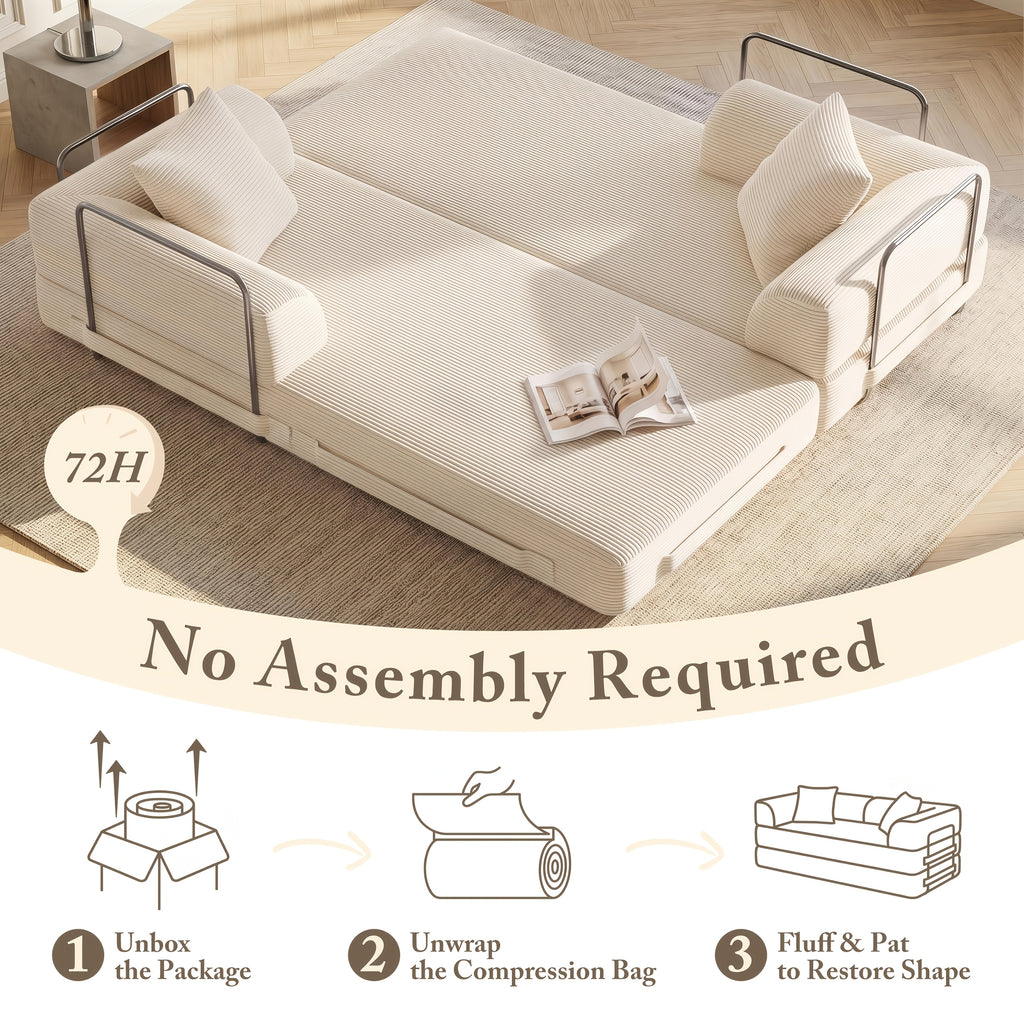Futon Sets Convertible Floor Sofa Bed With Fixed-Shape Frame, King Size Floor Sleeper 5-in-1 Combination Modular Sofa, Modular Folding Mattress Couch For Living Room Bedroom Playroom