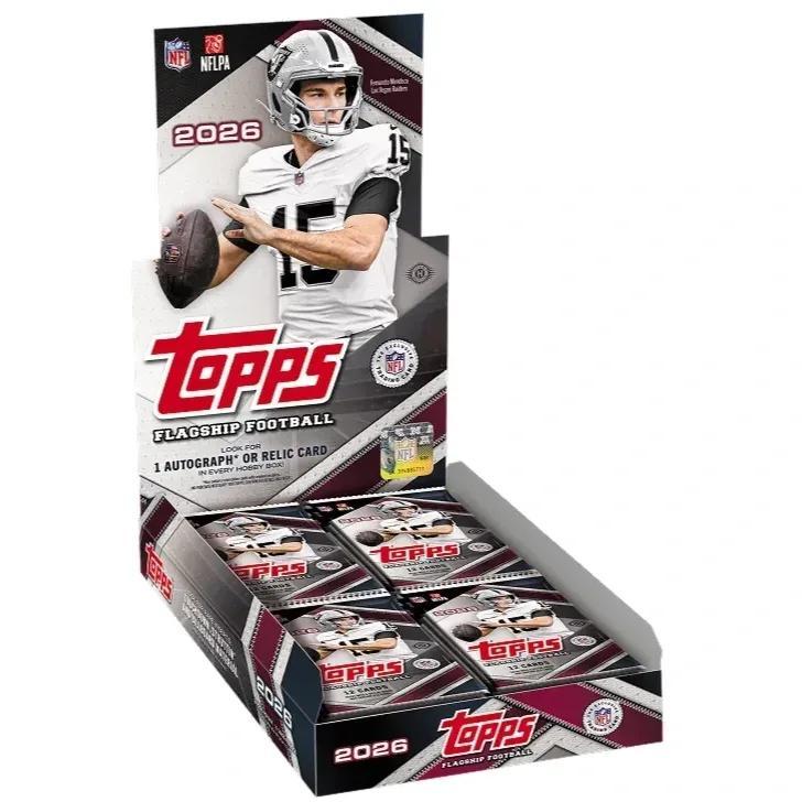 2026 Topps Football NFL Flagship Hobby Box – 240 Cards – 1 Autograph or Relic Card – Factory Sealed