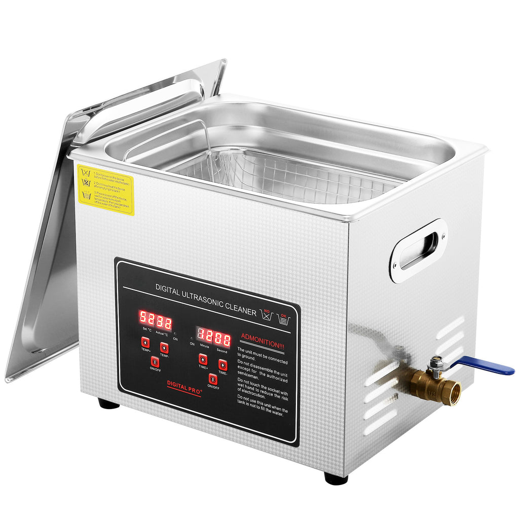 VEVOR Ultrasonic Cleaner with Digital Timer & Heater, Professional Ultra Sonic Jewelry Cleaner, Stainless Steel Heated Cleaning Machine for Glasses Watch Rings Small Parts Circuit Board (10L)