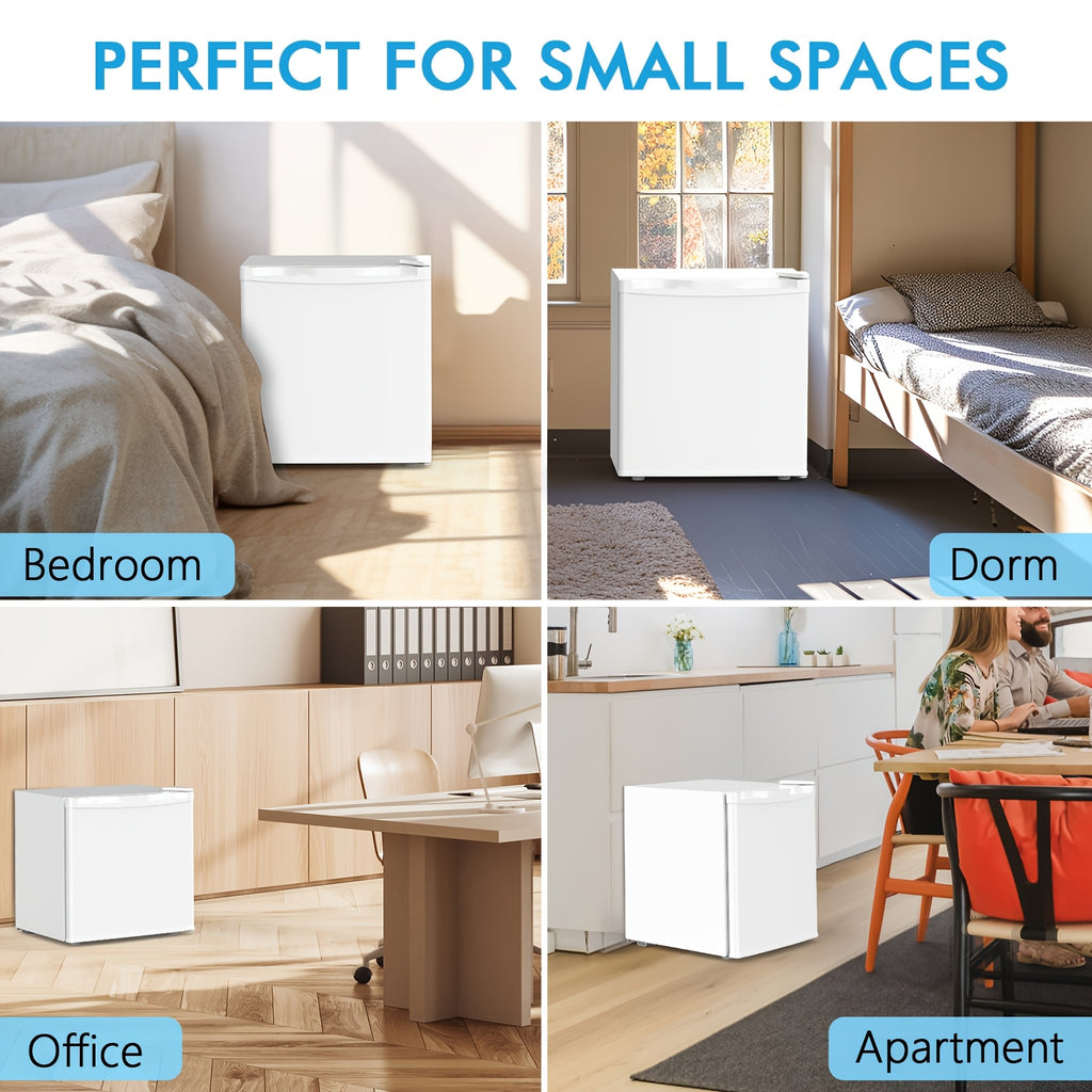 KNDKO 1.6 Cu.Ft Mini Fridge, Single Door Compact Refrigerator, 7 Settings Temperature Adjustable, 2 Removable Shelves, Small Fridge For Bedroom, Office, Apartment, Dorm