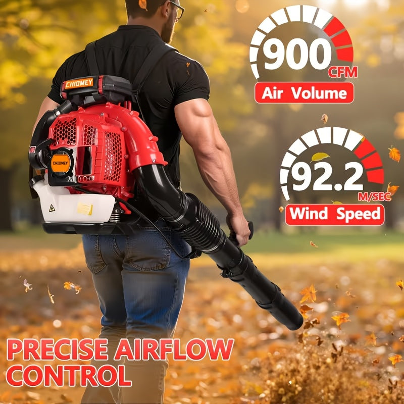80cc 900 CFM High-speed Airflow Lawn Blower, Air-cooled Gasoline Backpack-style Lawn Blower, Snow Blower, for Efficient Lawn And Debris Cleaning. Ergonomic And Low-vibration, Cruise Control, Ideal for Year-round Backyard Maintenance.