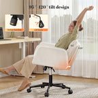 Office Criss Cross Chair with Wheels & Armrests, Comfy Wide Vanity Chair, Height Adjustable Computer Office Desk Chairs for Home, Makeup, Bedroom, Stable & Comfortable