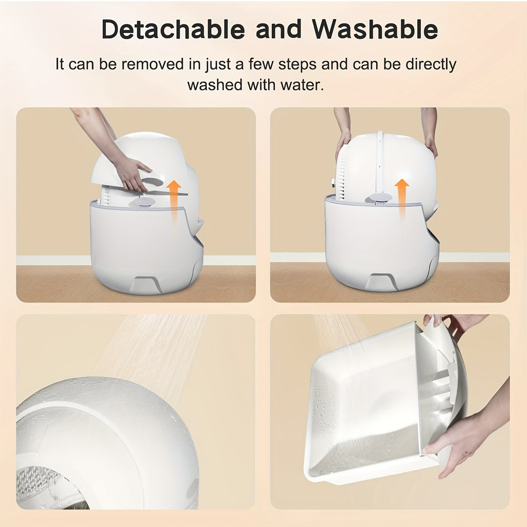 Self Cleaning Cat Litter Box, Automatic Cat Litter Box with APP Control Odor Removal Safety Protection for Multiple Cats, with Garbage Bags