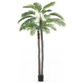 CAPHAUS 10FT Artificial Phoenix Palm Tree, Double Stem Faux Palm with Black Pot, Realistic Fake Plant for Indoor Outdoor Home Office Patio Décor, Low Maintenance Large Artificial Palm Tree
