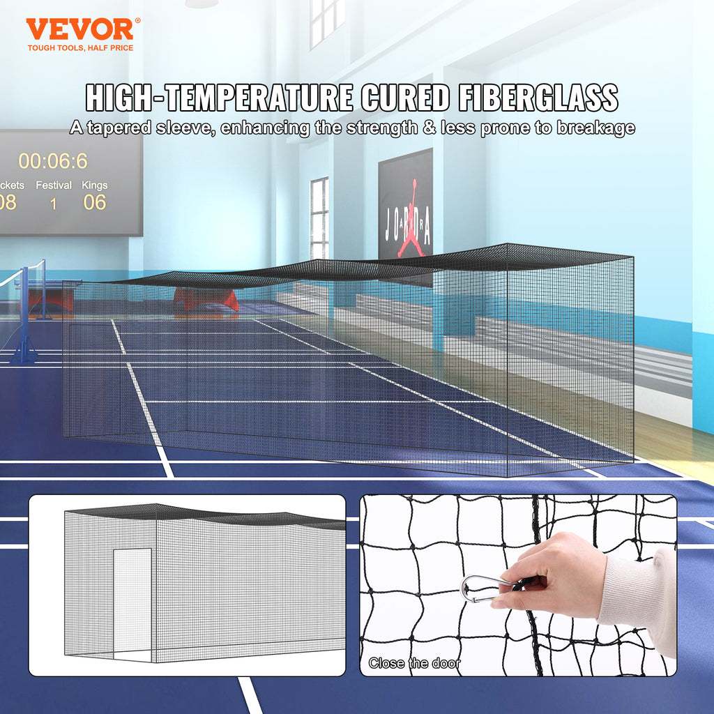 VEVOR Baseball Batting Netting, Professional Softball Baseball Batting Hitting Training Net, Practice Portable Pitching Cage Net with Door & Carry Bag, Heavy Duty Enclosed PE Netting, 35/55/70FT (NET ONLY)