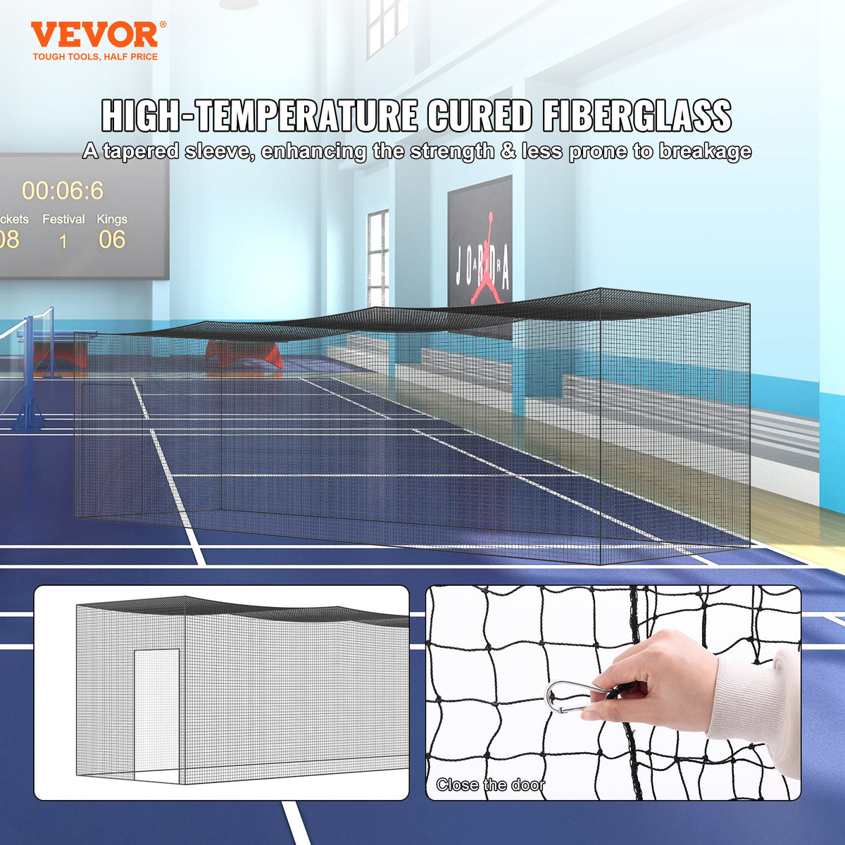 VEVOR Baseball Batting Netting, Professional Softball Baseball Batting Hitting Training Net, Practice Portable Pitching Cage Net with Door & Carry Bag, Heavy Duty Enclosed PE Netting, 35/55/70FT (NET ONLY)