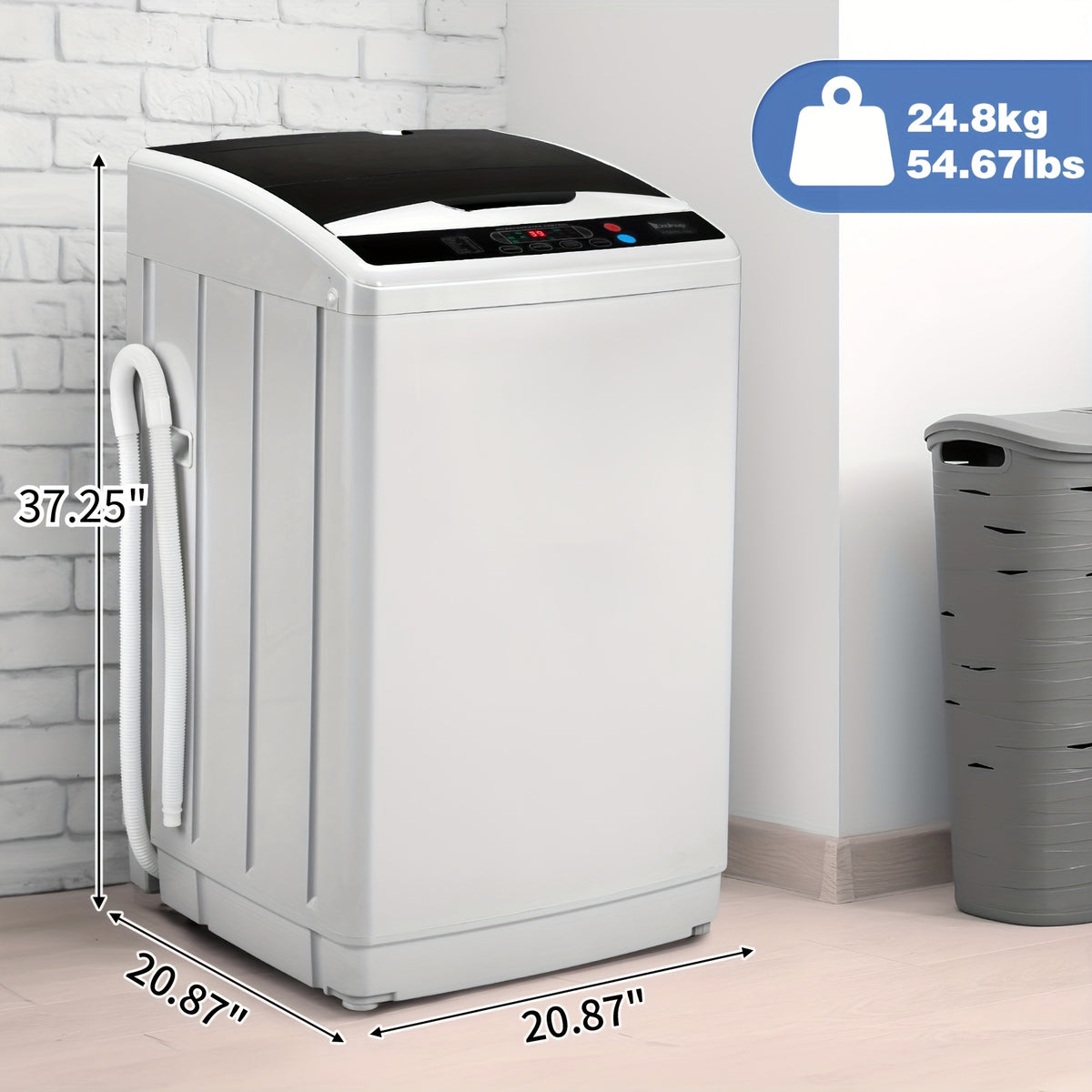 Full Automatic Portable Washer with Spin Dry Cycle, 15.6/17.6/17.8/25/30 Lbs Top Load Washing Machine And Dryer Combo with Drain Pump | 10 Programs, 8 Water Levels | for Apartment, RV, Dorm