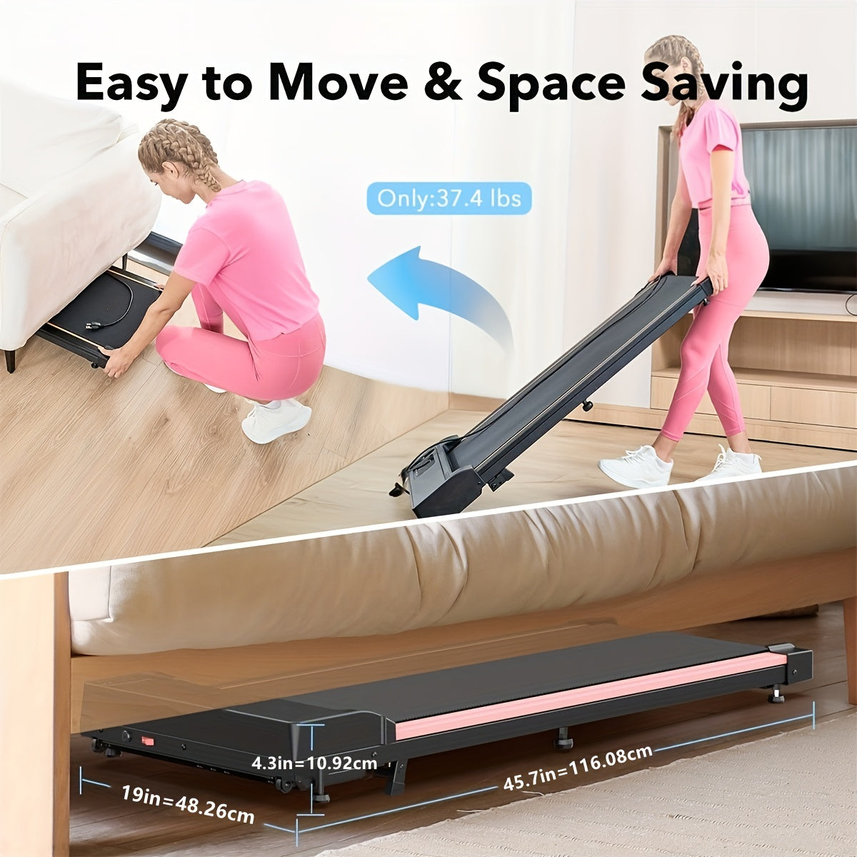 4-In-1 Walking Pad with 15% Incline, Portable Under Desk Treadmill, for Home And Office Use, 2.5 HP Silent Walking Treadmill, Supports Up to 265 Lbs, for Walking And Jogging, Christmas Surprise Gift, Without Battery