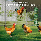 Large Walk-in Metal Chicken Coop with Chicken Run & Hardware Cloth, Solar Light, UV-Resistant Cover, Outdoor Poultry Cage for Farm Use