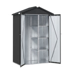 UMORLYRAE Vertical Metal Tool Cabinet, Weatherproof Outdoor Storage Shed with Floor Base & Adjustable Shelves, A-Frame Roof Design, Space-Saving for Garden, Garage, Patio(2.5x2ft/3.5x2.2ft)