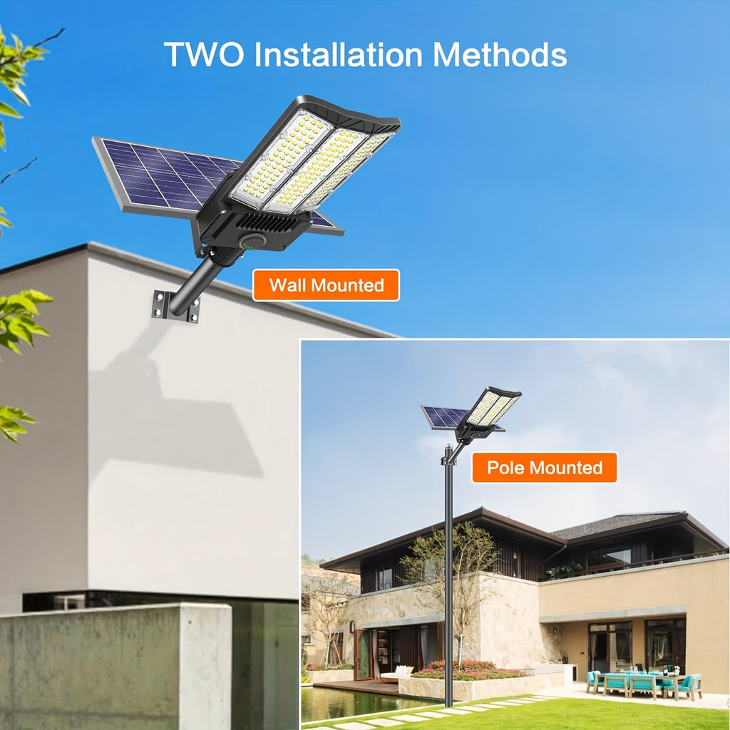 Adewalk 2pcs Solar Street Light, Commercial Grade Solar Street Lights Outdoor Dusk to Dawn, Solar Lights Outdoor with Motion Sensor And Remote Control, Solar Parking Lot Lights for Yard, Country
