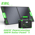 519.48Wh Power Station with 100W Solar Panel/500W Portable Power Station, Solar Generator 519.48Wh, ABS Material Powerstation with Dual DC Output, PD 60W USB-C Fast Charging, Supply for Home Backup, Emergencies, Camping, And Outdoor Adventures