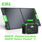 519.48Wh Power Station with 100W Solar Panel/500W Portable Power Station, Solar Generator 519.48Wh, ABS Material Powerstation with Dual DC Output, PD 60W USB-C Fast Charging, Supply for Home Backup, Emergencies, Camping, And Outdoor Adventures