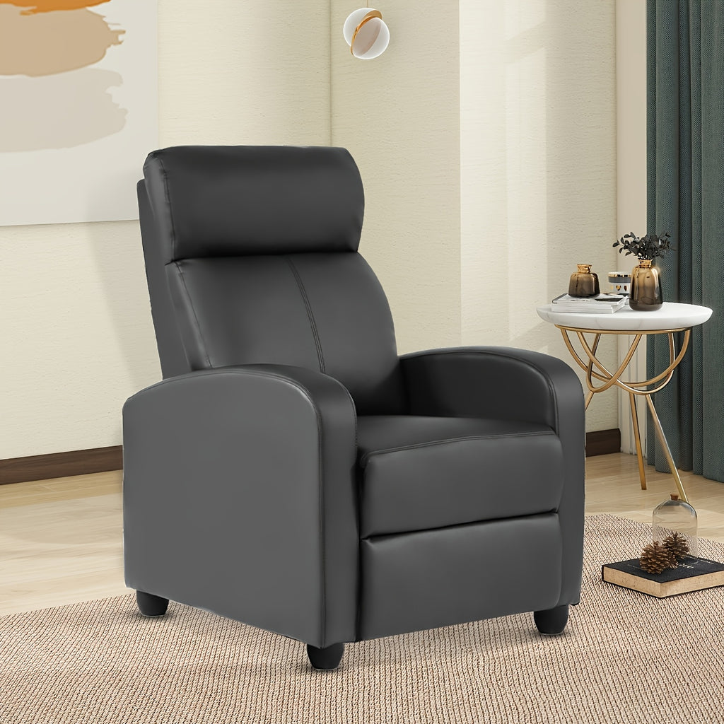 Recliner Chair Breathable Padded PU Leather Massage Single Sofa Recliners For Small Recliner Chair With Footrest Home Theater Seating For Bedroom Living Room