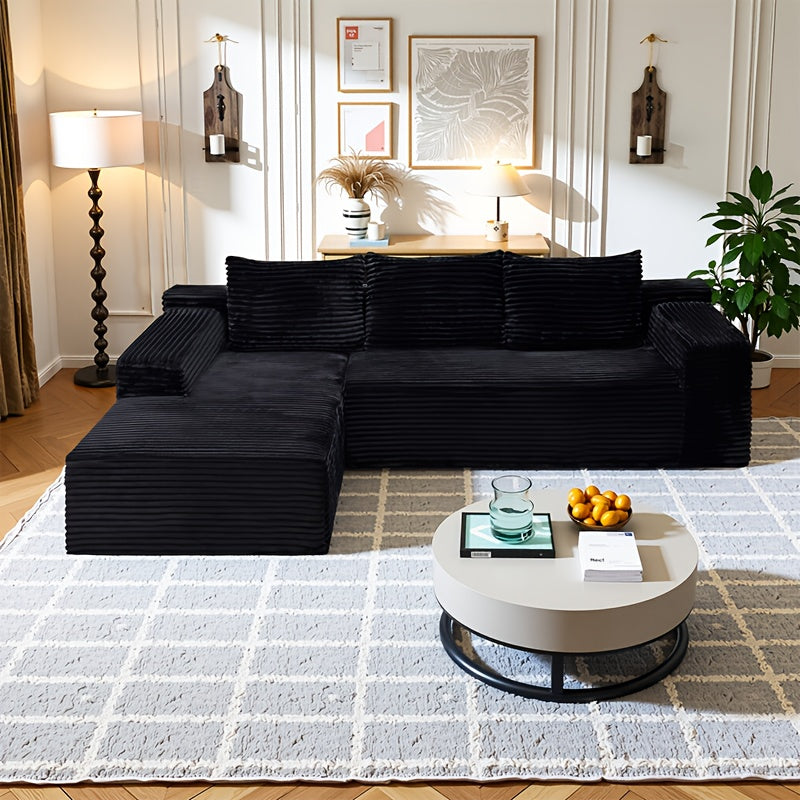 103-inch L-shaped Sofa, a Multifunctional Transforming Compression Sofa Bed with Chaise Lounge, Comes with 2 Throw Pillows, Built-in High-density Supportive Sponge, a No-assembly-required Sofa Chair Suitable for Bedrooms and Living Rooms