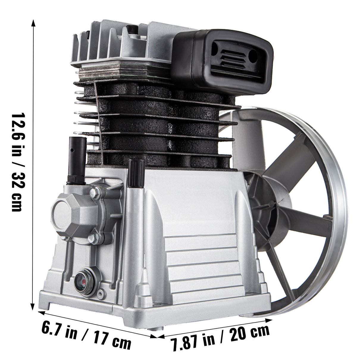 VEVOR Air Compressor Pump, 3HP 11.8CFM, Industrial Compressor Head Pump Motor, 1300RPM High-Spped Single Stage Twin Cylinder Aluminum Air Compressor Head Piston Style Splash Lubrication Pump