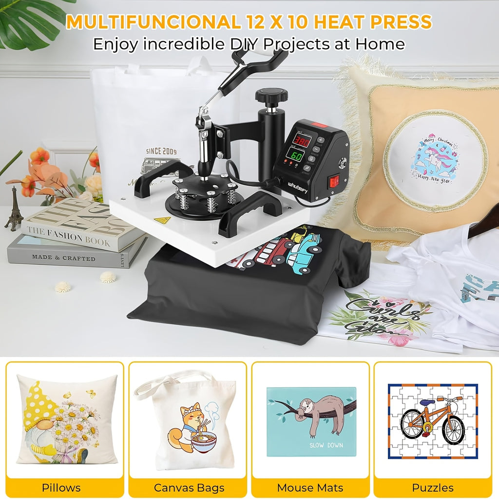 8-in-1/5-in-1 15"x12" Heat Press Machine Set, Professional Sublimation Machine, Rotatable T-Shirt Printing Heat Transfer Digital Industrial Quality Heat Press, Suitable For T-Shirts, Bags, Pillows, Mugs, Hats, Plates, Beanies