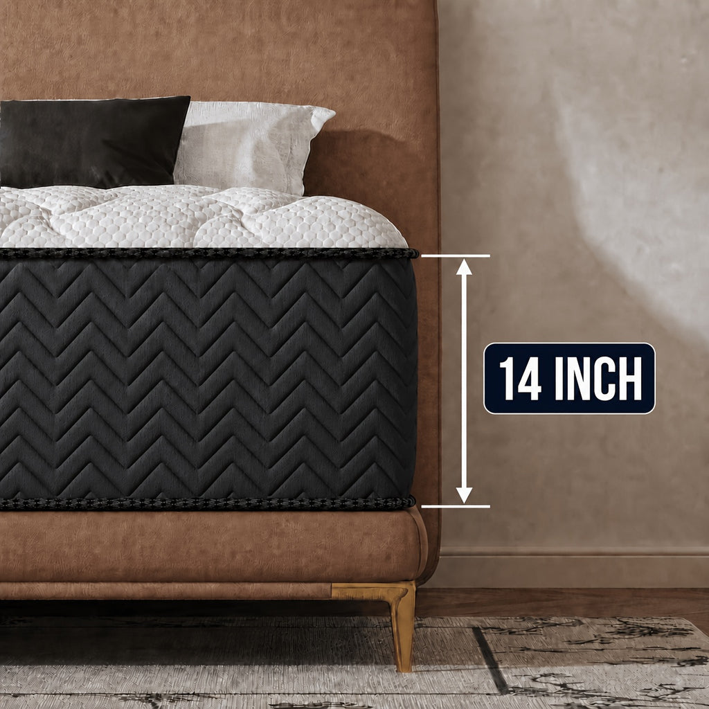 12/14 Inch Multilayer Hybrid Full Mattress Queen | Ergonomic Design with Memory Foam And Pocket Spring, Medium Firm Feel, Fire-Resistant, Polyester Cover, Woven Construction
