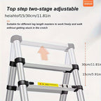 6.5-foot 7-Step Telescoping Ladder - Anti-Shake and Anti-Slip Portable Folding Ladder - Walkable A-Frame Household and Outdoor Work Multi-Purpose Ladder, 330 Pounds per Step