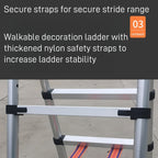 6.5-foot 7-Step Telescoping Ladder - Anti-Shake and Anti-Slip Portable Folding Ladder - Walkable A-Frame Household and Outdoor Work Multi-Purpose Ladder, 330 Pounds per Step