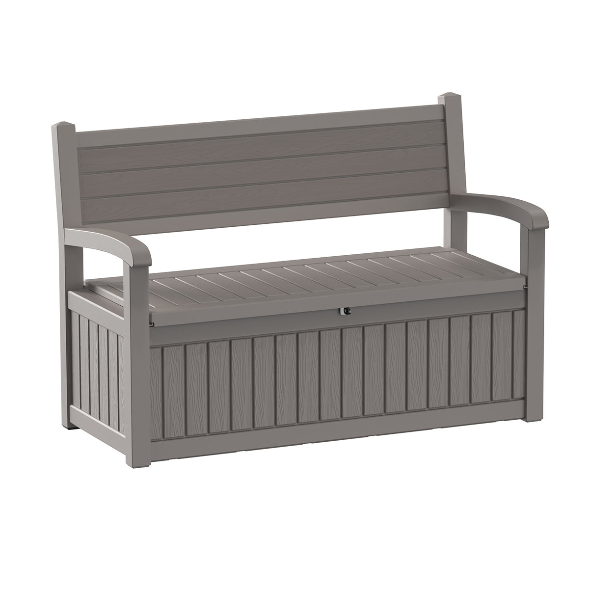 Heavy Duty 80 Gallon Resin Wood Grain Indoor/Outdoor Storage Bench Seating - 500 Lb Comfortable Waterproof Deck Box for Spring Patio Summer Garden Cushions Tools & Backyard Organization