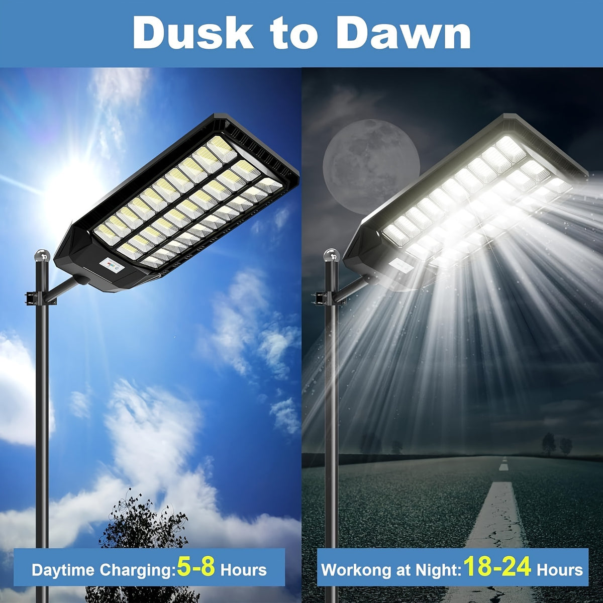 Solar Street Lights for Commercial Parking Lots with Dusk-to-Dawn Operation and Remote Control