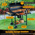 Charcoal BBQ Grills Outdoor - Barrel Charcoal Grill with Offset Smoker(Model: L)/ Outdoor BBQ Grill with Side Table(Model:M/XL-A/XL-C)for Backyard, Patio, Parties, Camping, Outdoor Cooking, Large Event Gathering, Black