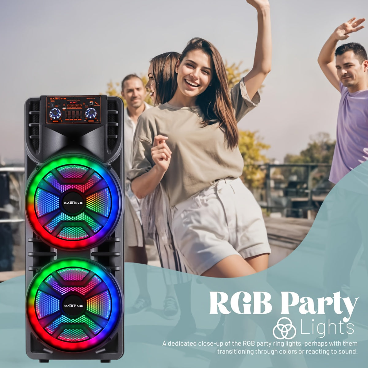 [Ideal Gift] 8000W Portable Karaoke Machine PA System with Dual 12” Subwoofer & 1.5” Tweeter, Wireless Microphone, RGB DJ Lights, Wireless/USB/TF/AUX/FM/TWS, Rechargeable Battery- Sound System for Home, Parties, Events - Ideal Gift for
