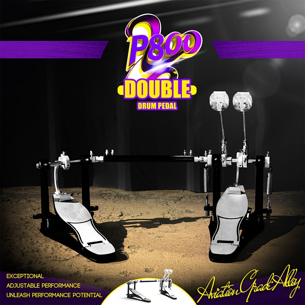 Double Bass Drum Pedal — PD Direct-Drive Dual-Chain Action and Adjustable Metal Footboard for Acoustic or Electronic Drums