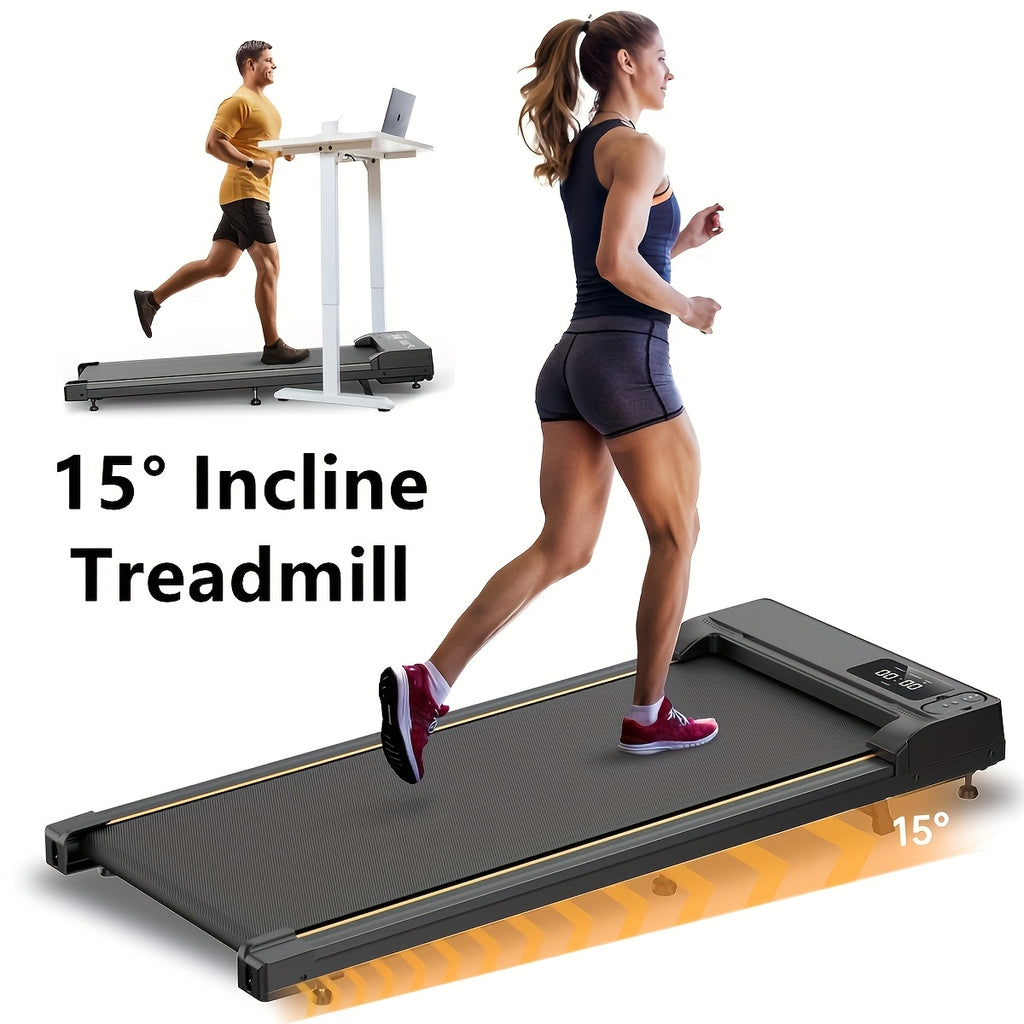 Portable 15% Incline Under Desk Walking Pad Treadmill, 2.5HP Lightweight Home Office Fitness Treadmill, 4-in-1 Walking Pad for Walking And Jogging Quiet, 265Lbs Capacity with Remote Control & LED Display, Walking Training, Weight Loss for Women