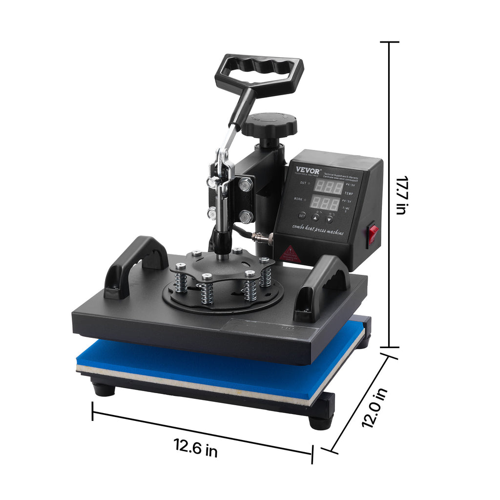 VEVOR Heat Press, 12x10Inch T-Shirt Press Machine, T-shirt Press Heat Press 30x23cm Printing Machine Heat Transfer Sublimation Machine for T-shirts
