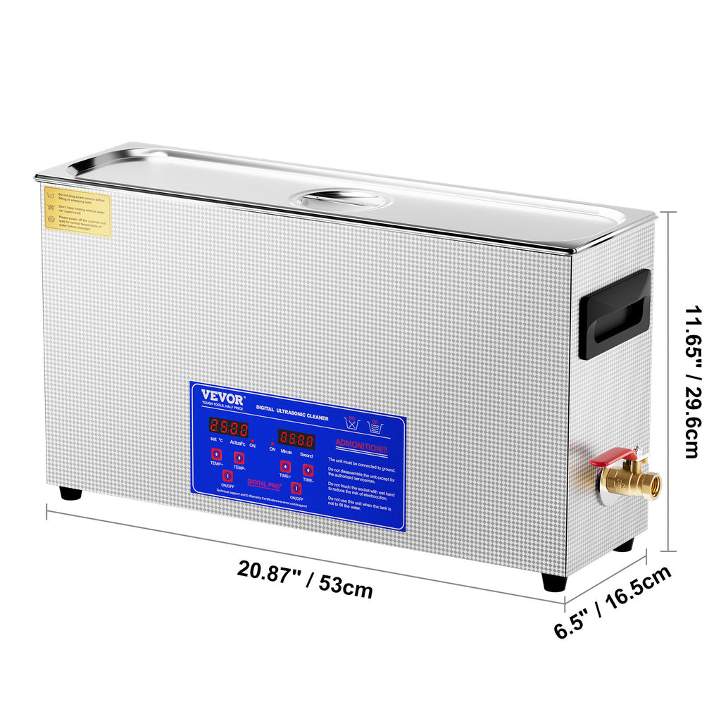 VEVOR Professional Ultrasonic Cleaner, 10L/27.2 L Ultrasonic Jewelry Cleaner with Digital Timer & Heater, Stainless Steel Industrial Sonic Cleaner 40kHz for Glasses, Watches, Rings, Small Parts