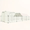 [Pet Cage] 9.94 Ft. X 25.68 Ft. Galvanized Large Metal Walk In Chicken Coop Cage Farm Poultry Run Hutch Hen House