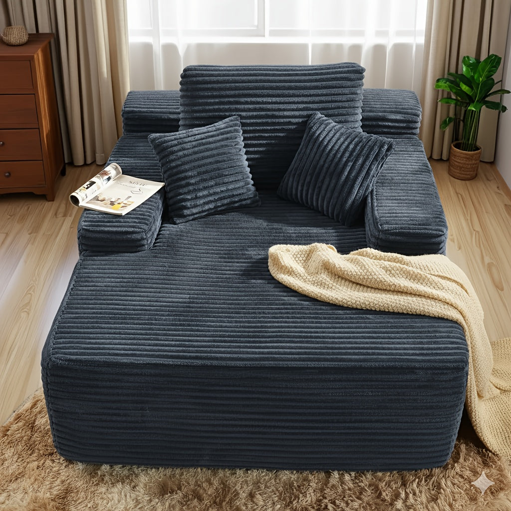 Indoor Lounge Chair, 47.24'' Flannel Upholstered Boneless Sofa Bed, Deep Seat Sleeper Sofa Reading Chairs, Comfy Cloud Couch for Living Room, Bedroom, Movie Room, No Assembly Required (Black, Gray, Green, White)