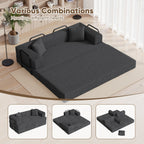 81"Convertible Floor Sleeper Sofa Bed - 3-Person Space-Saving Love Seat with Pull-Out Bed, Corduroy Boneless Compression Memory Foam, Comfy Lounge Couch for Living Room, Bedroom, Apartment, Office, No Assembly Required