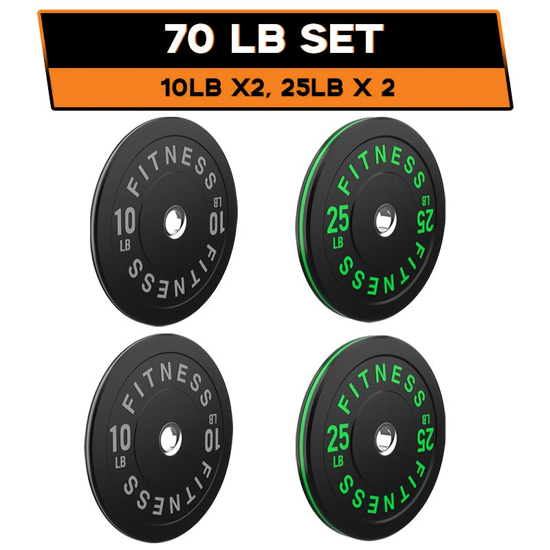 Black Bumper Plates Pro Rubber Weight Plates with Colored Rim, 40-370 Lb Low Bounce Strength Training Plate for Home And Gym, 2 Inch Barbells Weight Set, Vibrant Barbell Weight Plates for Weight Lifting