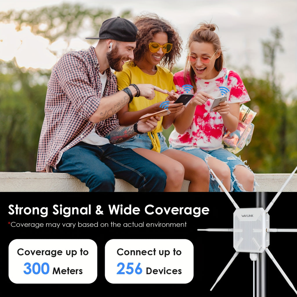WAVLINK WiFi6 Access Point, Dual Band 2.4G+5G AX3000 Long Range WiFi Mesh Extender with PoE/6x7dBi High-gain Antennas/Signal Booster Amplifier
