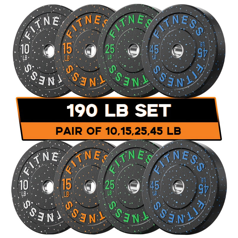 45-650Lbs High Bounce Bumper Plates, 2 Inch Colored Fleck Rubber Weight Plates For Heavy Lifters, Powerlifting, CrossFit, Deadlift, Squat, Home Gym, Strength Workout, For Men, Women, Big Weight Enthusiasts